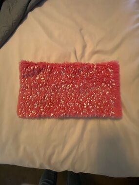 Pink Sequin Faux Fur Infinity Scarf